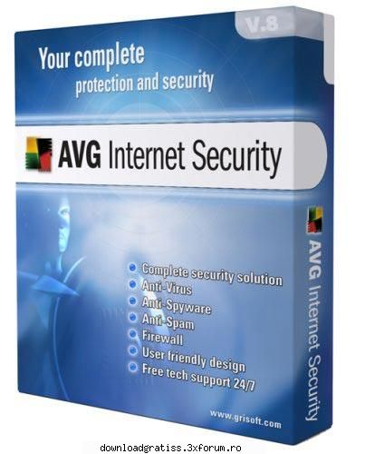 avg internet security v8.0.93 build 1283.2008 providing total protection against viruses, spyware,