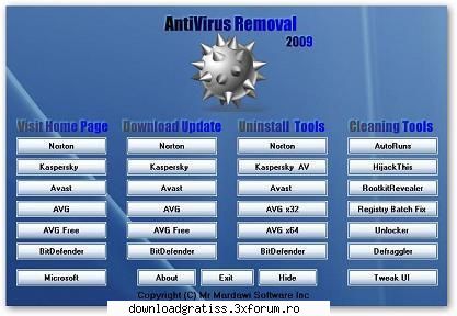 AntiVirus Removal 2009 - A collection of uninstall antivius tools that do - Full Software